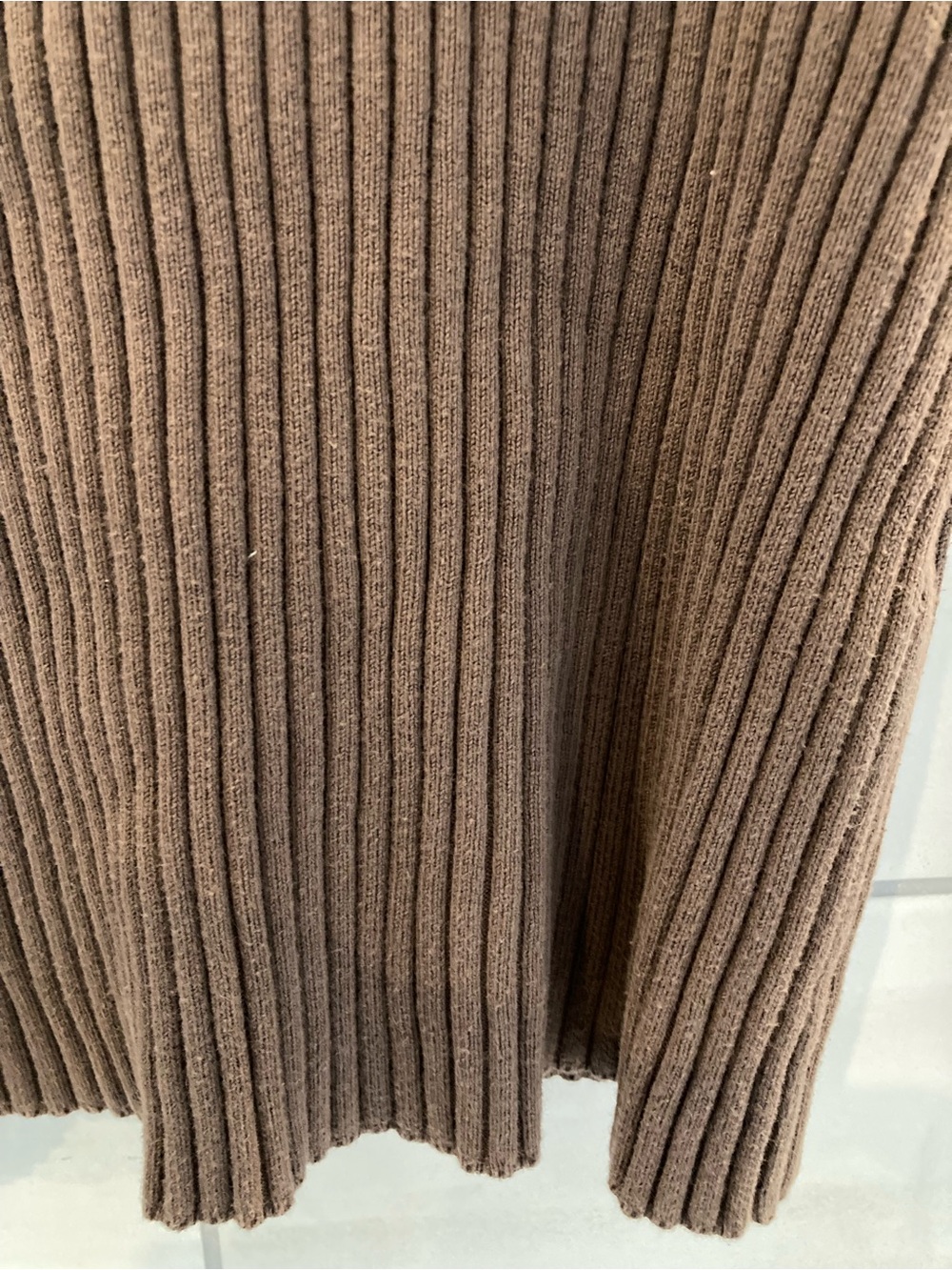 L.L. Bean Chocolate Brown Ribbed V-Neck Button Cardigan - Picture 4 of 6